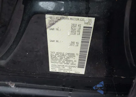 2013 Nissan Altima 2.5 Sv from USA, damaged, VIN 1N4AL3AP1DN410992